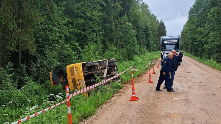 Автобус с детьми опрокинулся в Новгородской области - Новости на Вести.ru